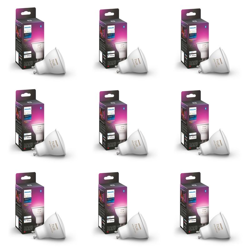 PHILIPS HUE - Pack 9 Ampolletas Philips Hue GU10 350Lm White&Color Ambience Zigbee