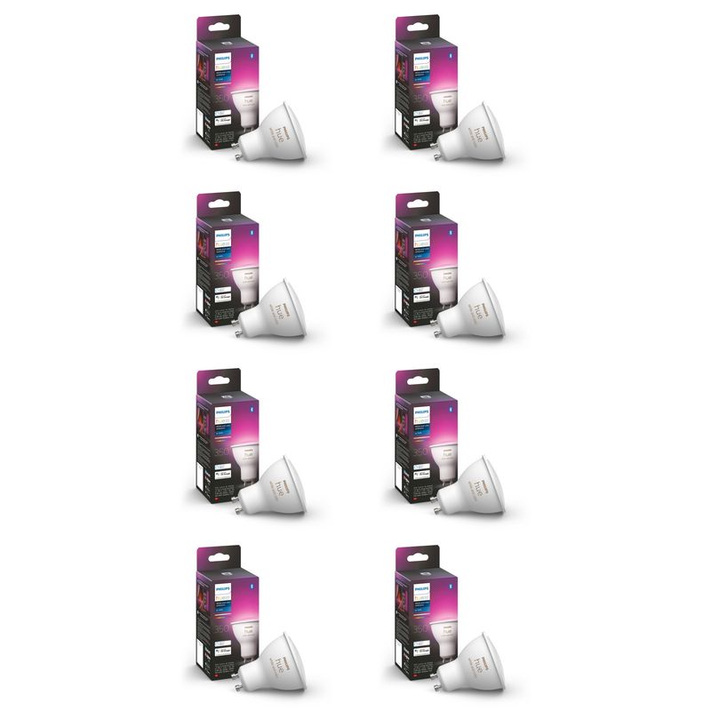 PHILIPS HUE - Pack 8 Ampolletas Philips Hue GU10 350Lm White & Color Ambience Bt