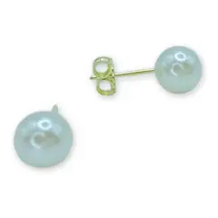 GENERICO - Aros Perla Blanca 10 Mm Enchapado En Oro Mas Caja