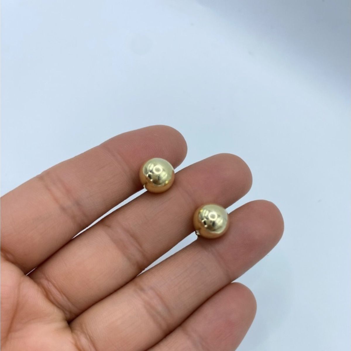GENERICO - Aros Bolita Pelotita Esfera 10 Mm Enchapado En Oro Mas Caja