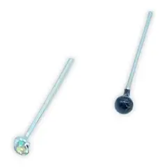 GENERICO - Pack 2 Piercing Circón Blanco Esmalte Negro Plata