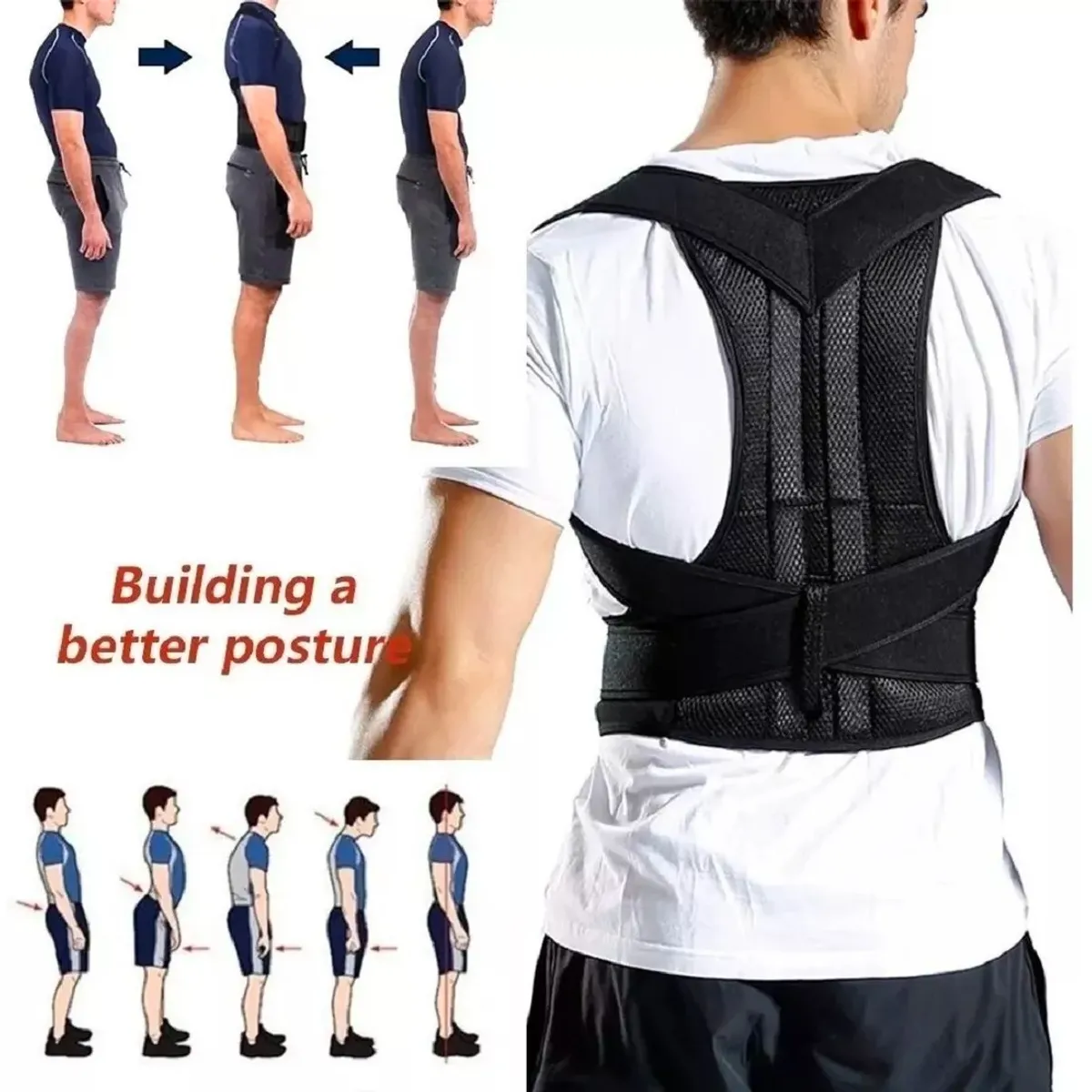 GENERICO - Faja Lumbar Ortopedica Corrector Postura unisex Corregidor