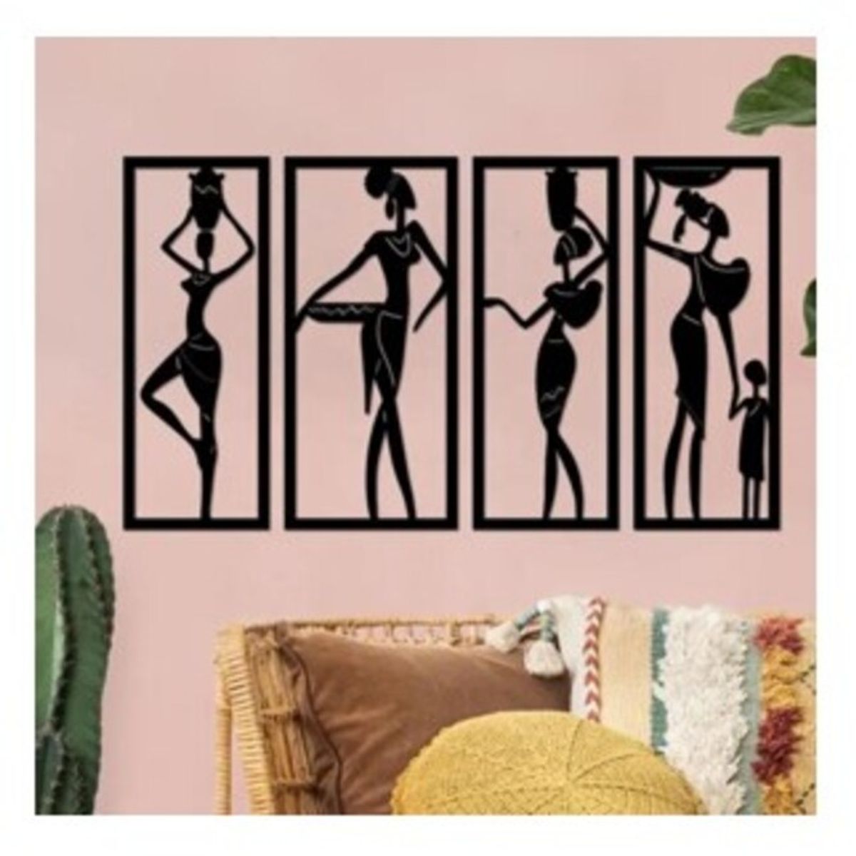 GENERICO - Cuadros Damas Africanas Pack 4 Unidades