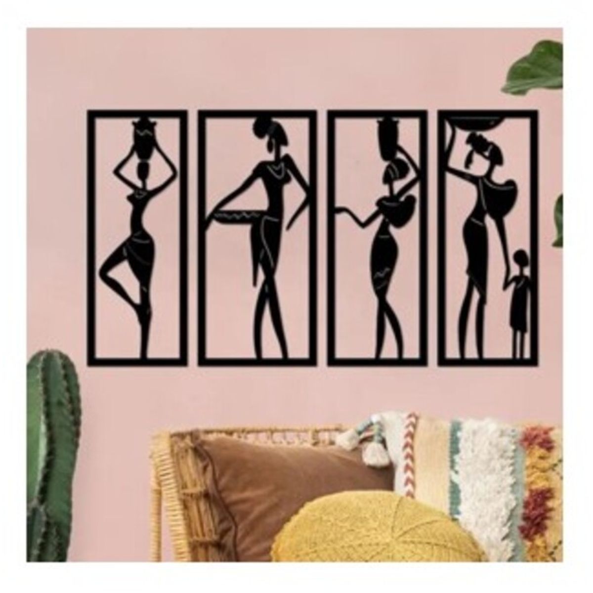 GENERICO - Cuadros Damas Africanas Pack 4 Unidades