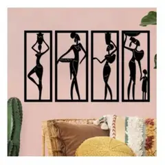 GENERICO - Cuadros Damas Africanas Pack 4 Unidades