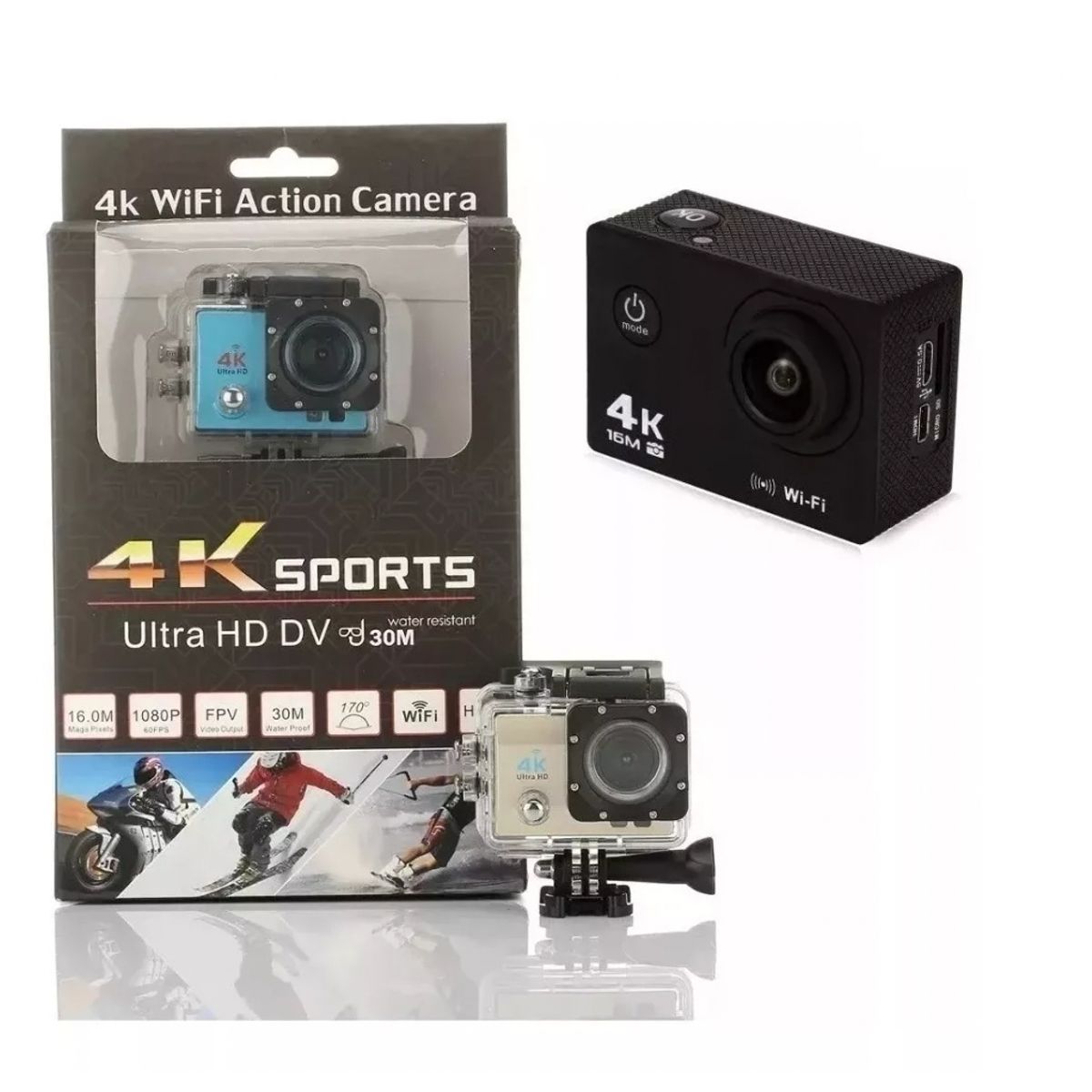 GENERICO - Camara Deportiva Sport 4k Ultra Hd Wifi Hdmi Sumergible 30mt