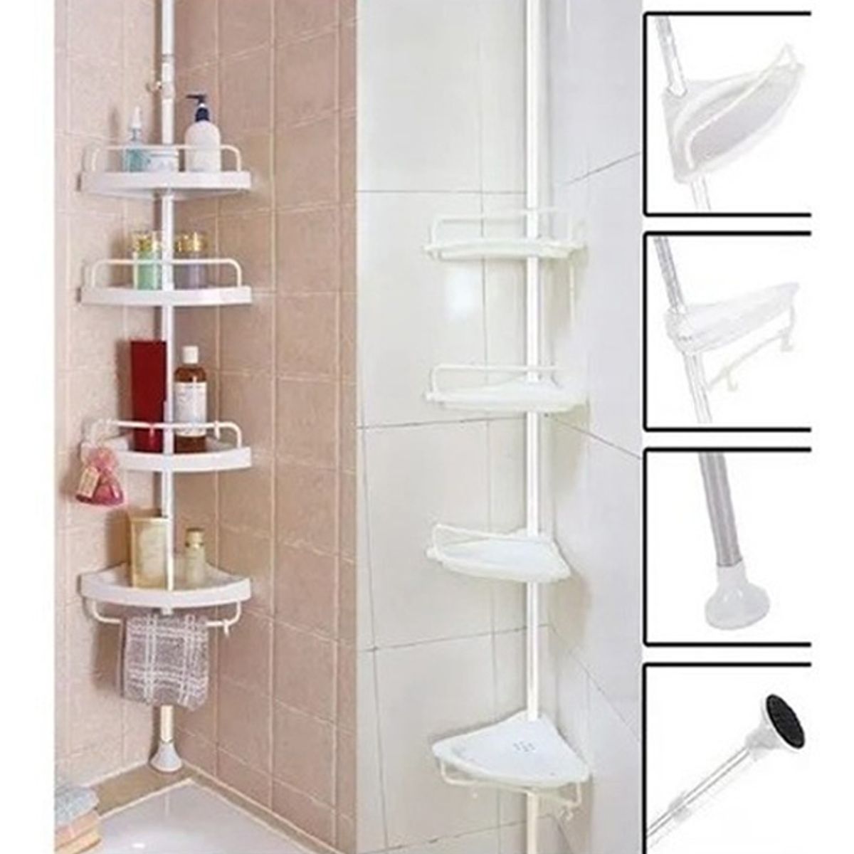 GENERICO - Esquinero De Ducha Organizador Repisa 4 Niveles Regulable