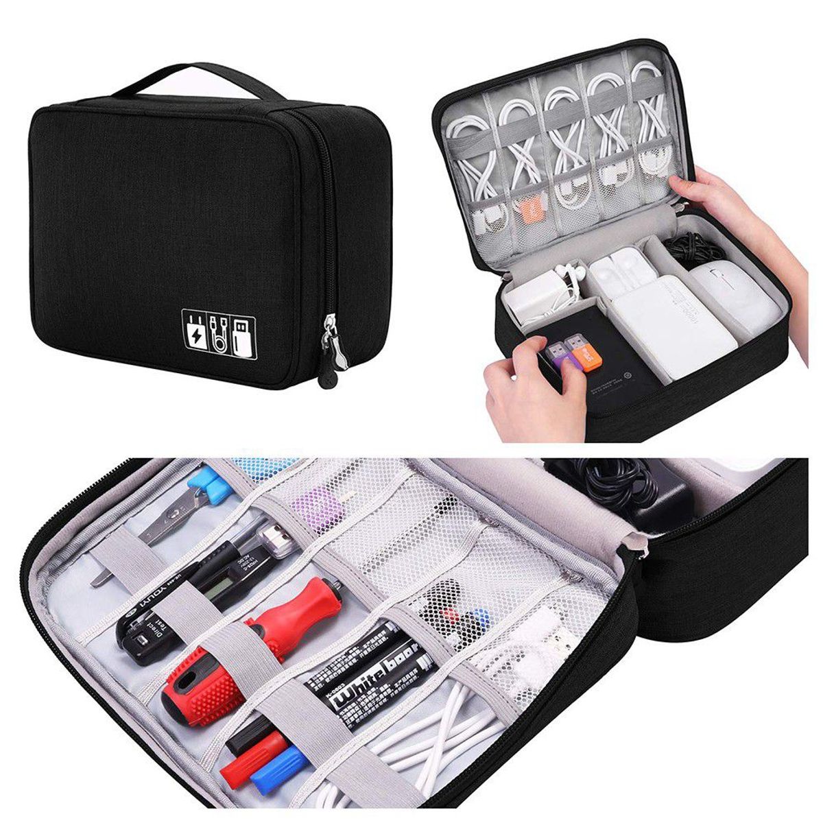 GENERICO - Estuche Organizador Cables Bolso Organizador Viaje Negro