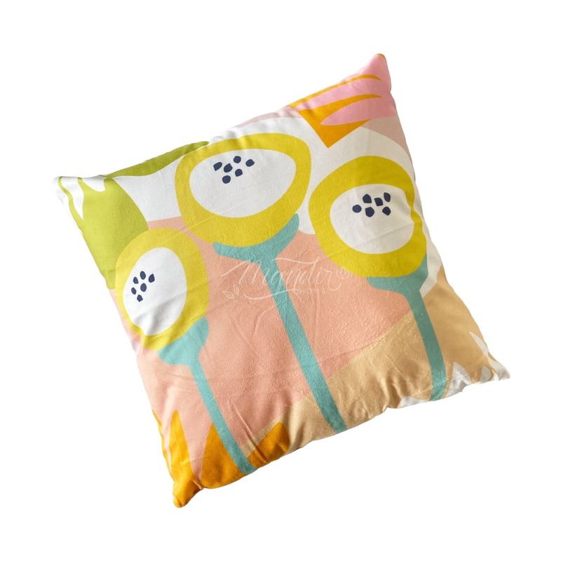 MANDIRHOME - Funda de Cojín Estampado Flores Abstracto Verde Damasco Mostaza Rosado