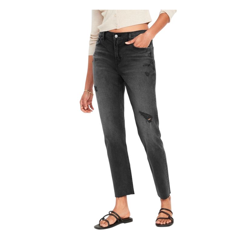 OLD NAVY - Jean Mr friend Straight Black Destroy Gris OLD NAVY
