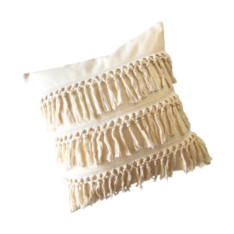 MANDIRHOME - Funda Cojín Boho Tipo Macrame Crudo Cuadrada