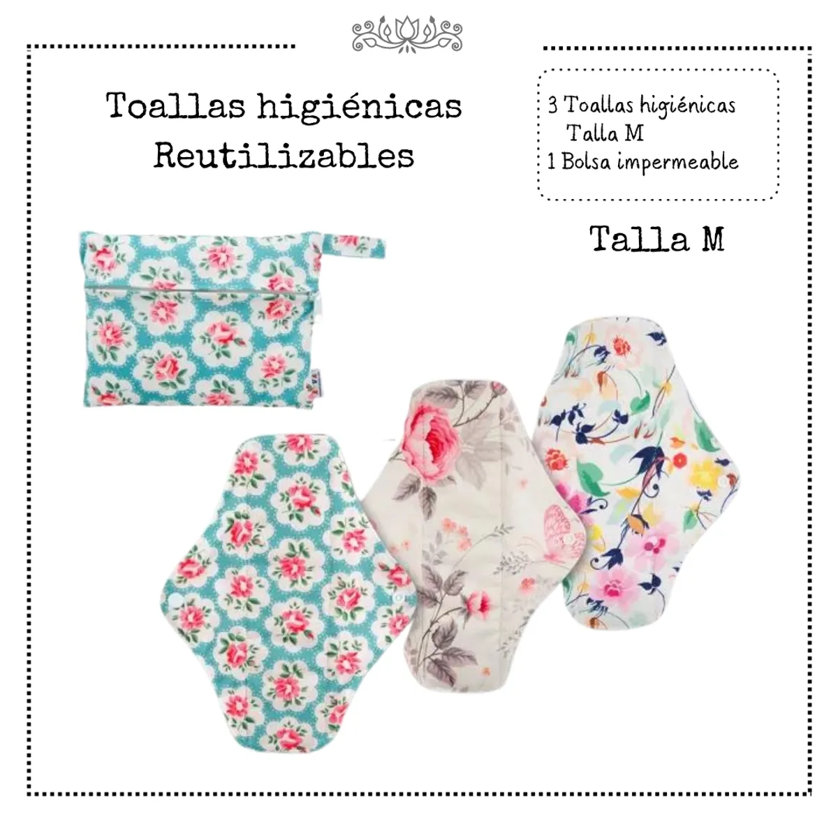 ALVABABY - Toallas Toallitas higiénicas ecológicas reutilizables lavables Talla M
