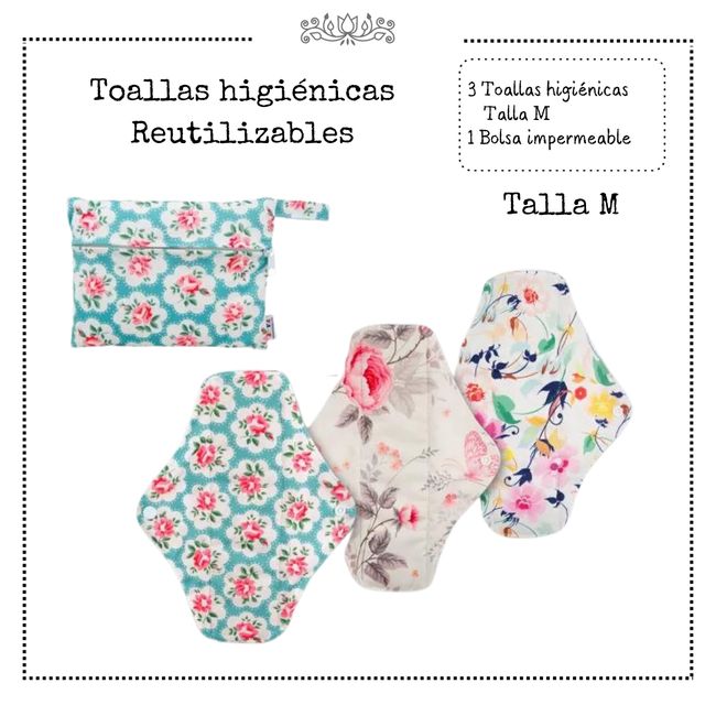 ALVABABY - Toallas Toallitas higiénicas ecológicas reutilizables lavables Talla M
