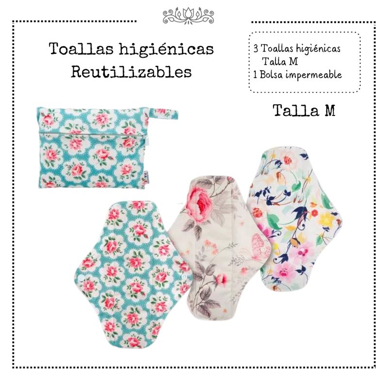 ALVABABY - Toallas Toallitas higiénicas ecológicas reutilizables lavables Talla M