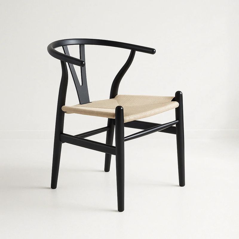 KLIK - Silla Wishbone Madera Negra y Asiento Claro