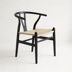 KLIK - Silla Wishbone Madera Negra y Asiento Claro