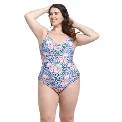 SAMIA - Traje de baño enterito con cheeky celeste