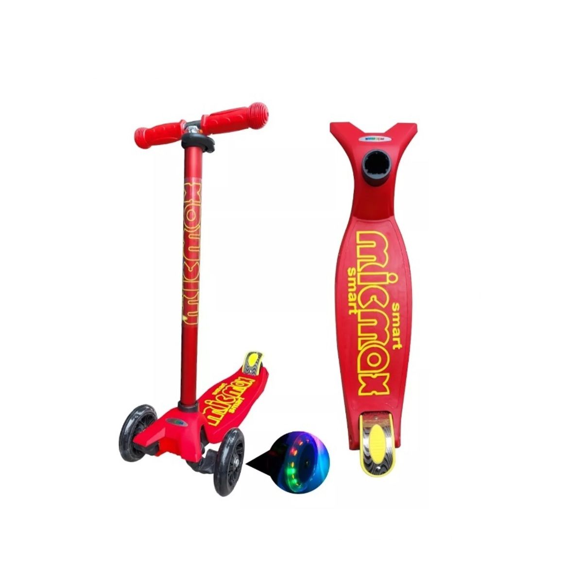 GENERICO - Scooter Monopatin Rojo Mic Max Regulable Ruedas Led Niños