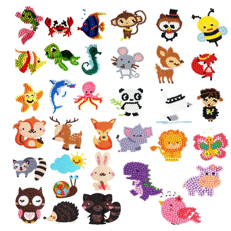 GENERICO - Kit Stickers pintura con diamantes - Animales II