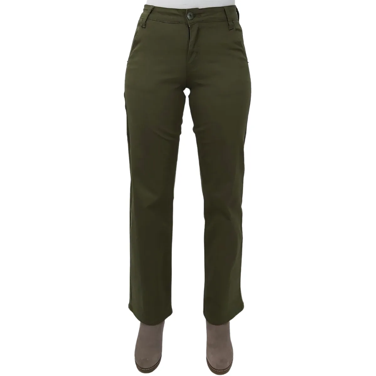 TENTATION - PANTALON GABARDINA CARGO TIRO ALTO VERDE