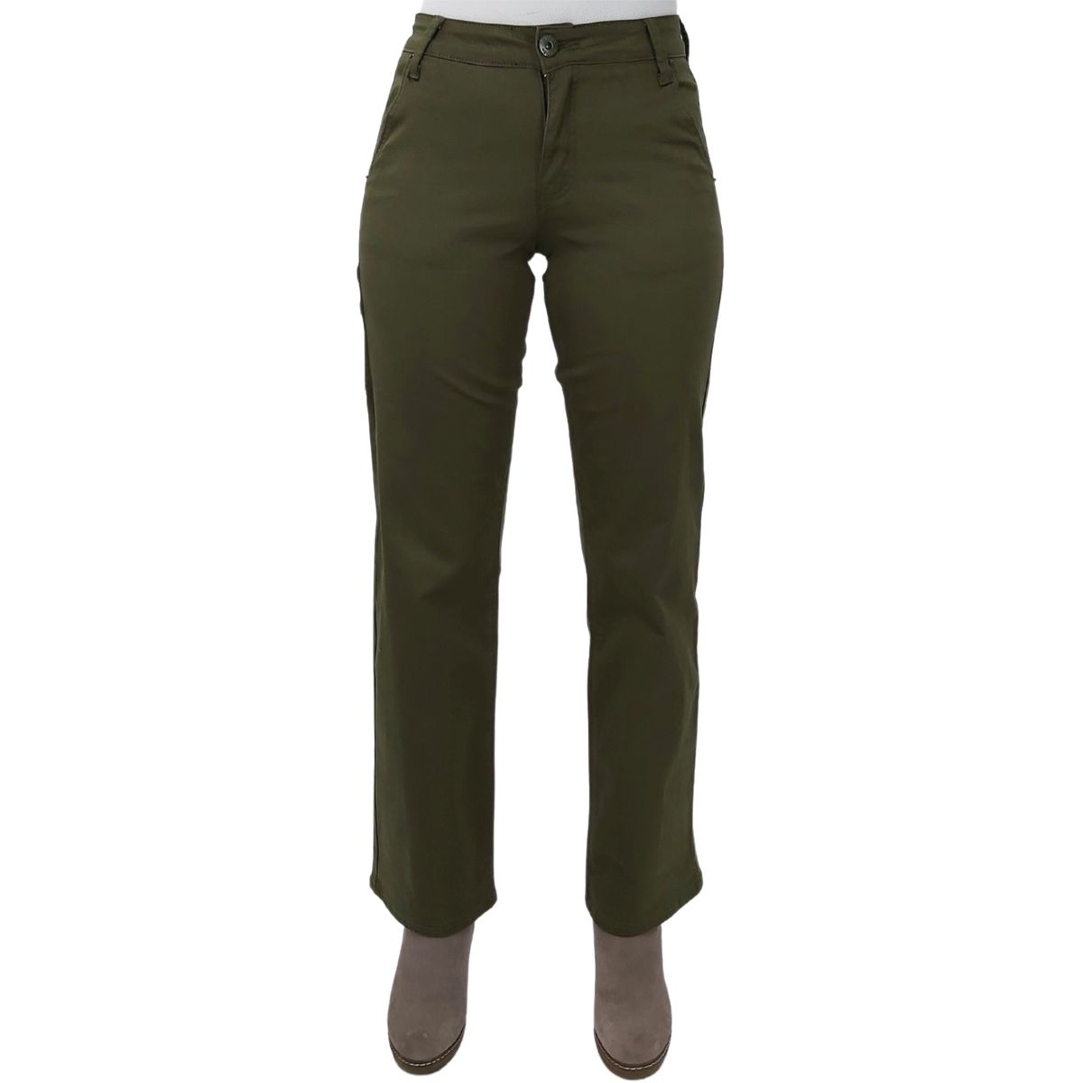 TENTATION - PANTALON GABARDINA CARGO TIRO ALTO VERDE