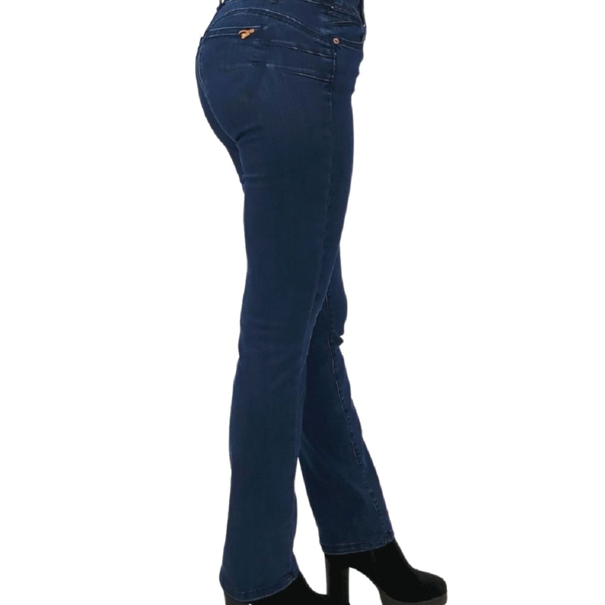 TENTATION - JEANS RECTO TIRO ALTO PUSH UP MEDIUM BLUE