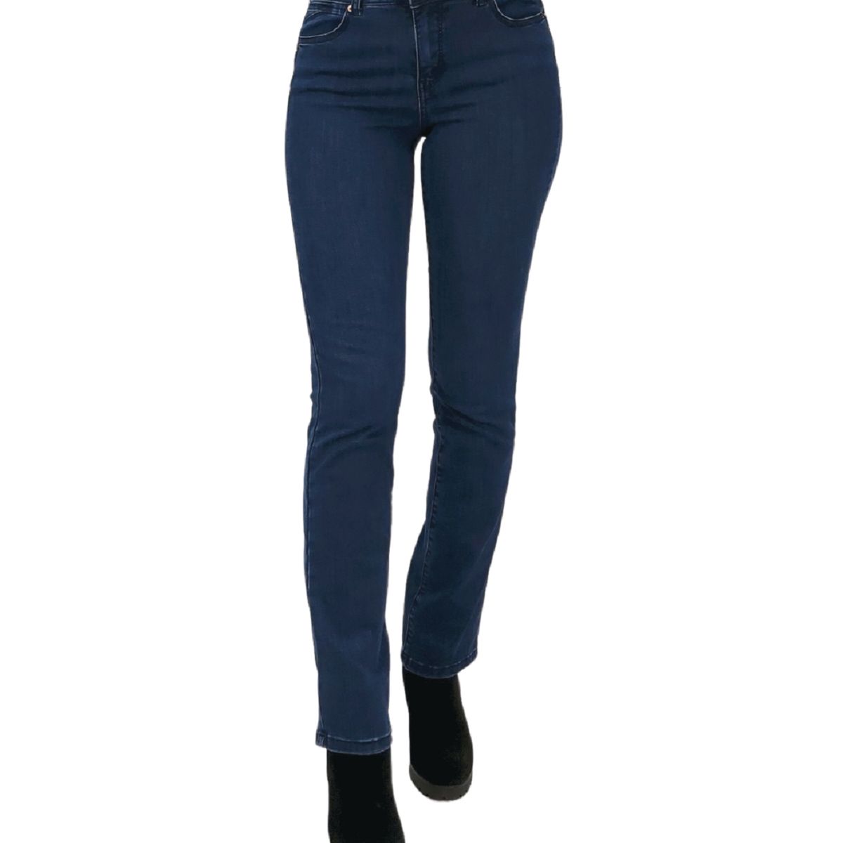 TENTATION - JEANS RECTO TIRO ALTO PUSH UP MEDIUM BLUE