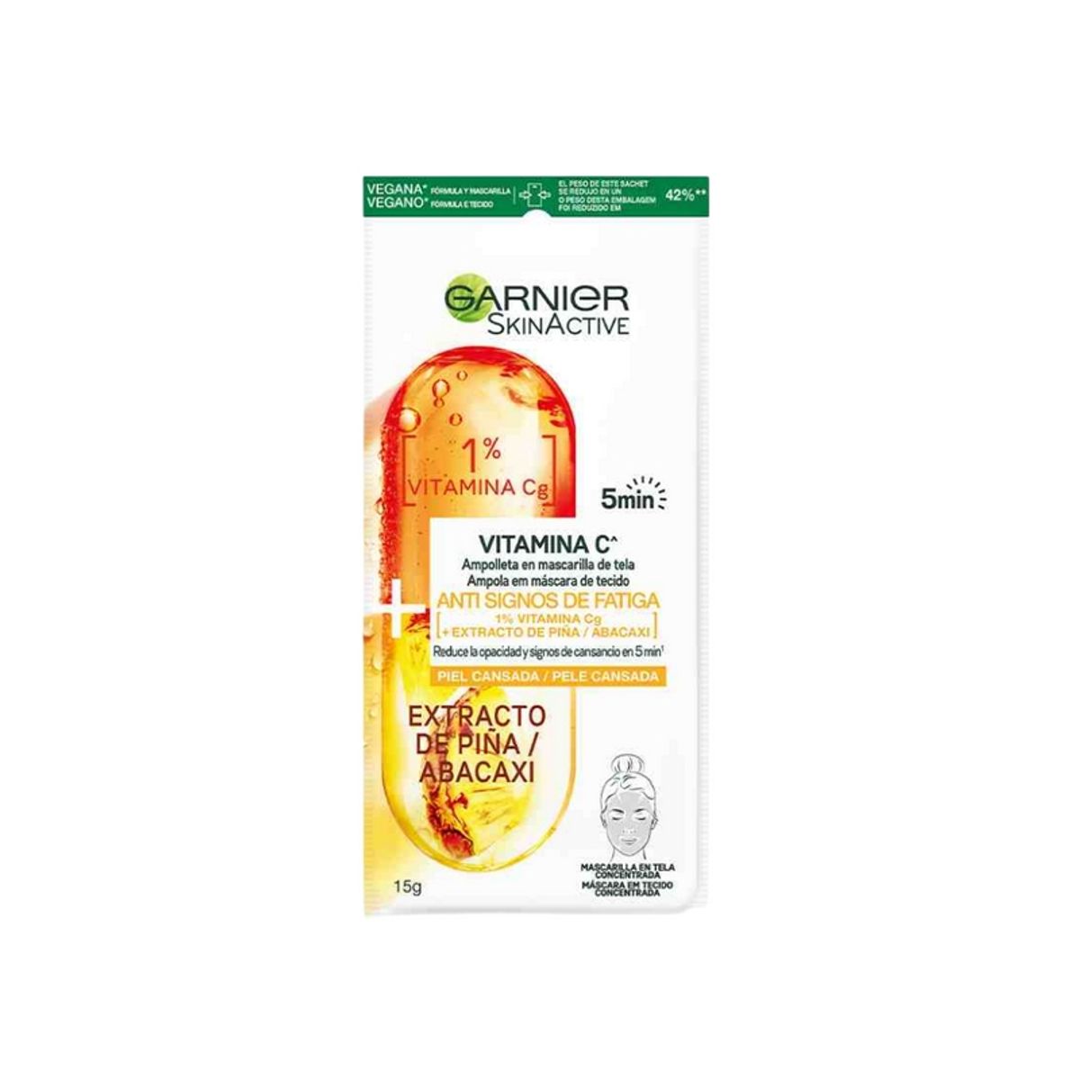 GARNIER - Garnier Skin Active Ampolla En Mascarilla De Tela Anti Fatiga Piña 15g