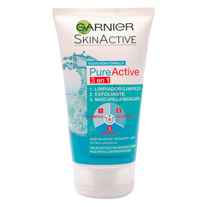 GARNIER - Limpiador Integral 3 En 1 De Arcilla Pure Active
