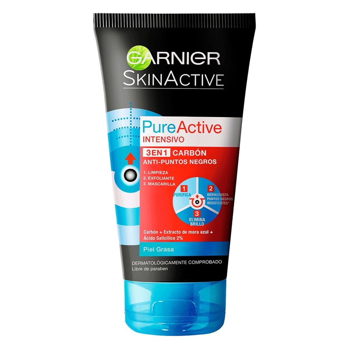 GARNIER - Limpiador Integral 3 En 1 De Carbón Pure Active