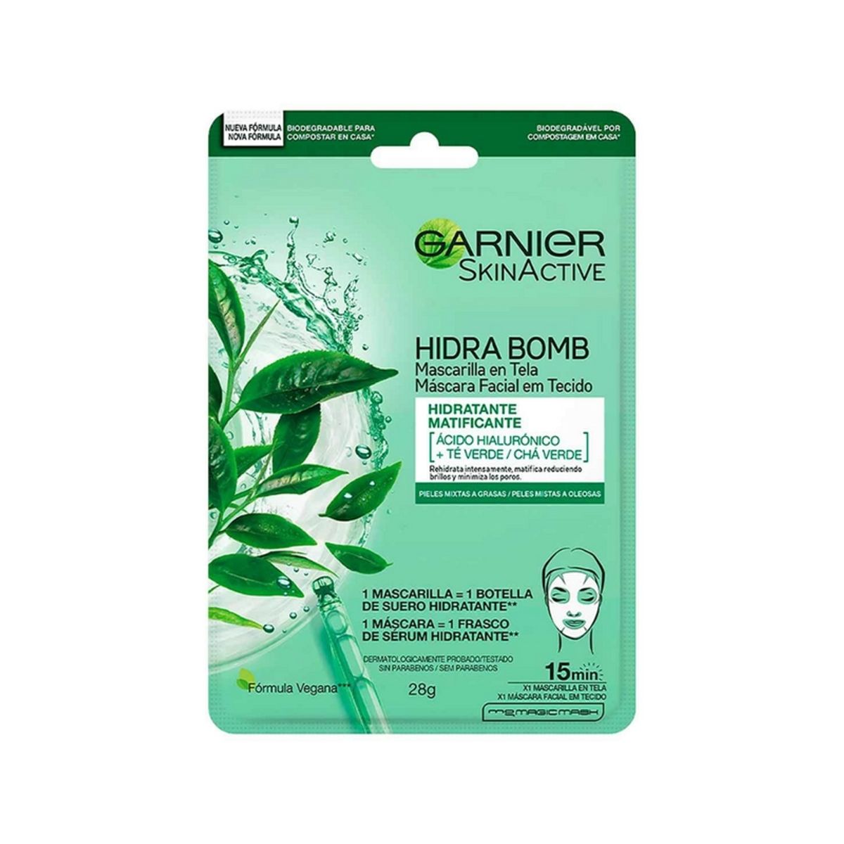 GARNIER - Mascarilla Facial en tela Garnier Skin Active Hidratante Matificante 28g