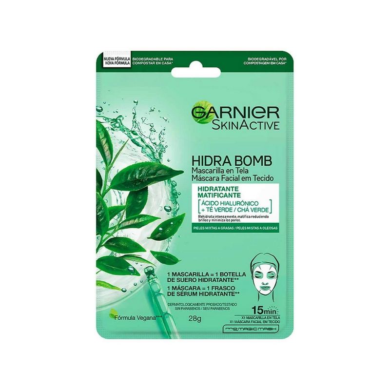 GARNIER - Mascarilla Facial en tela Garnier Skin Active Hidratante Matificante 28g