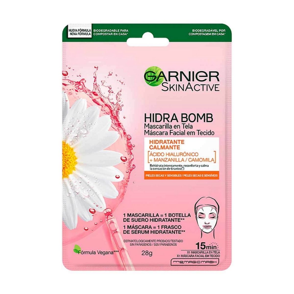 GARNIER - Mascarilla Facial en Tela Garnier Skin Active Manzanilla 28g