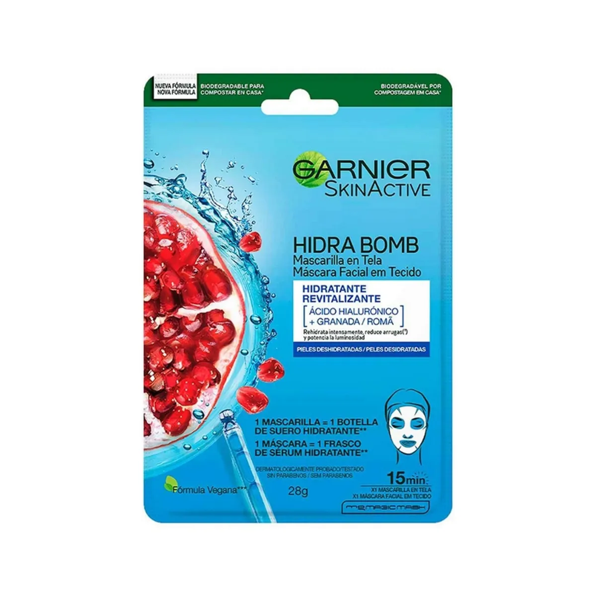 GARNIER - Mascarilla Facial en Tela Garnier Skin Active Ácido Hialurónico  28g