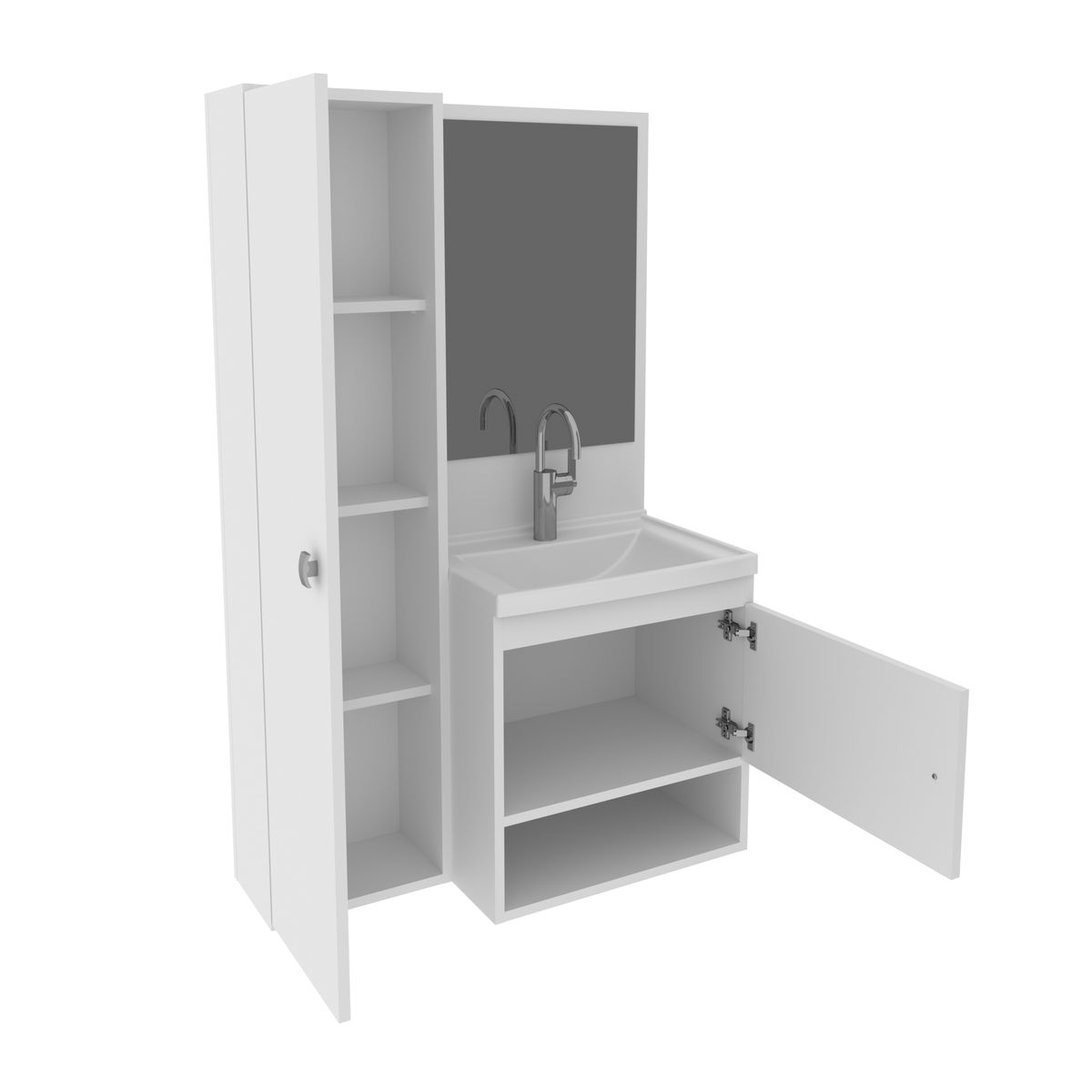 TECNOMOBILI - MUEBLE BAÑO AEREO CON 2 PUERTAS BLANCO