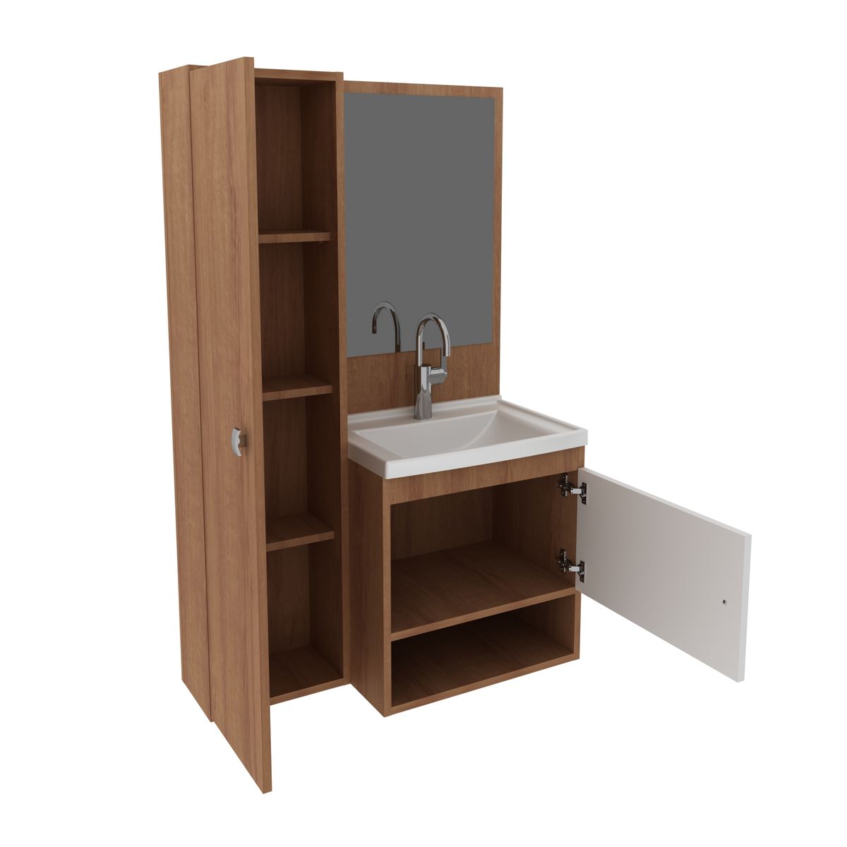 TECNOMOBILI - MUEBLE BAÑO AEREO CON 2 PUERTAS ALMENDRA/BLANCO
