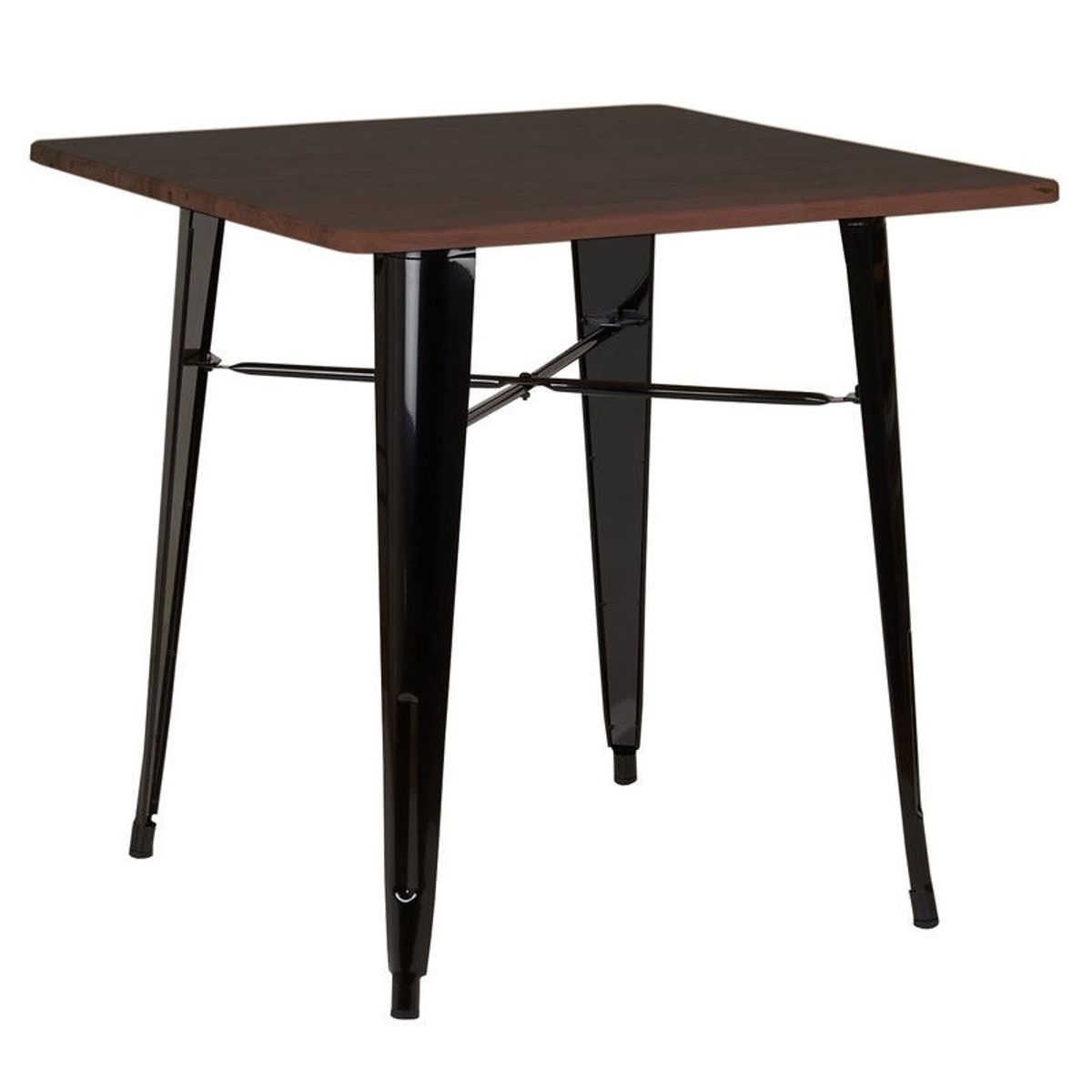 GENERICO - Mesa Comedor Tolix 80x80base De Fierro Negro Mate Madera tolix 80x80