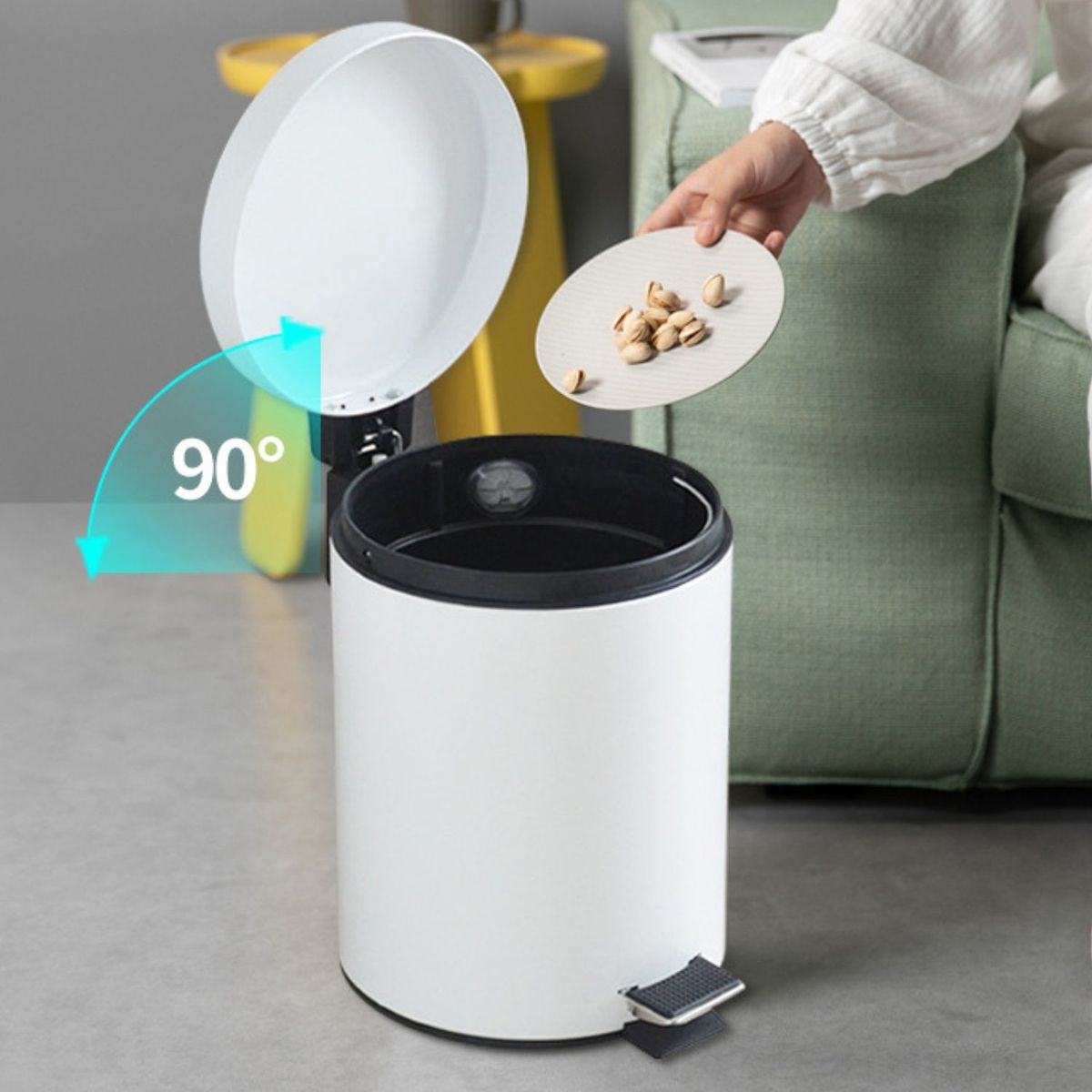 CRUSEC - Papelera 8 Litros Elegante Con Pedal Basurero Oficina Baño