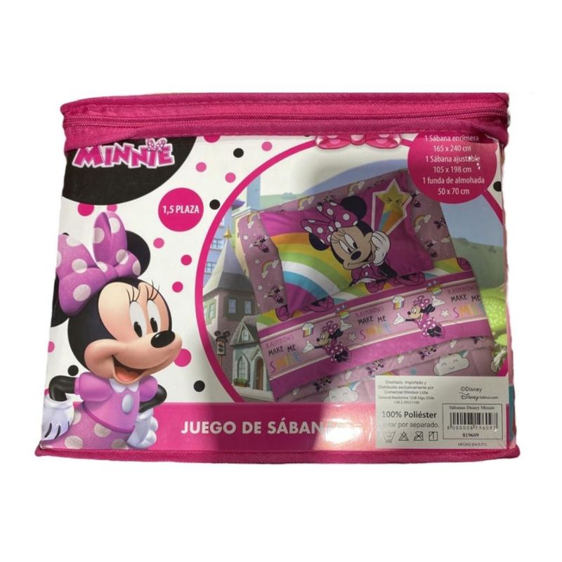 OEM - SET SABANAS AJUSTABLE + ENCIMERA + 1 FUNDA 1, 5 PLAZAS MINNIE