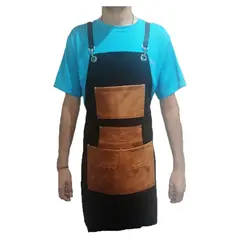 GN - Delantal Pechera Peluquería Barbería Jeans con Aplicaciones