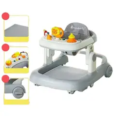 LUBABYCAS - Andador Con Apoya Pies Y Más Accesorios Gris