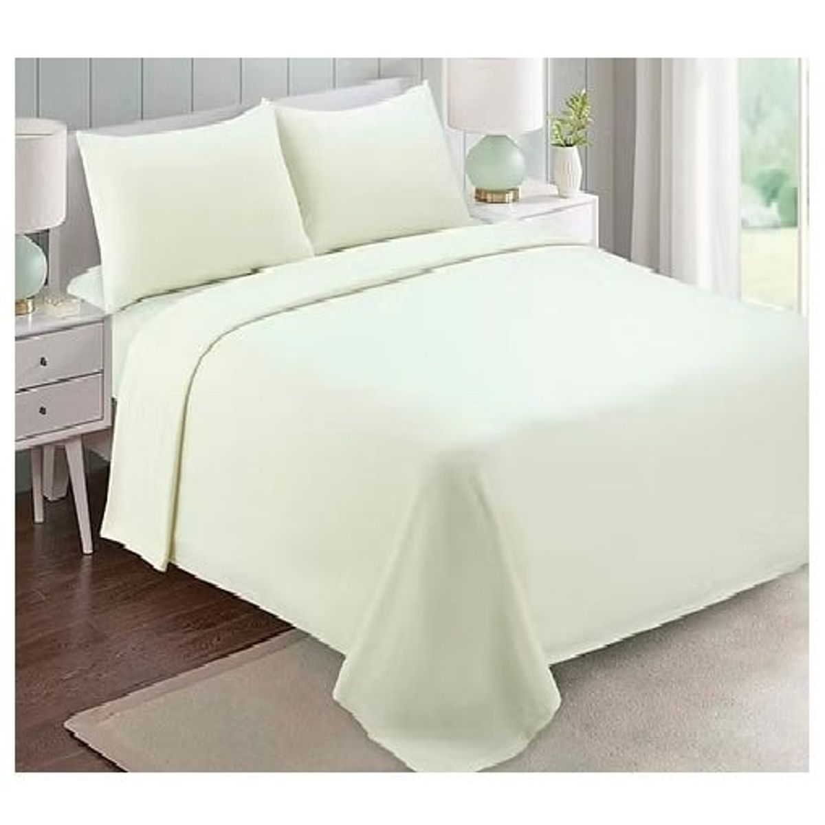 GENERICO - Juego de cama sabanas de polar - 2 Plazas - Color Blanco Invierno