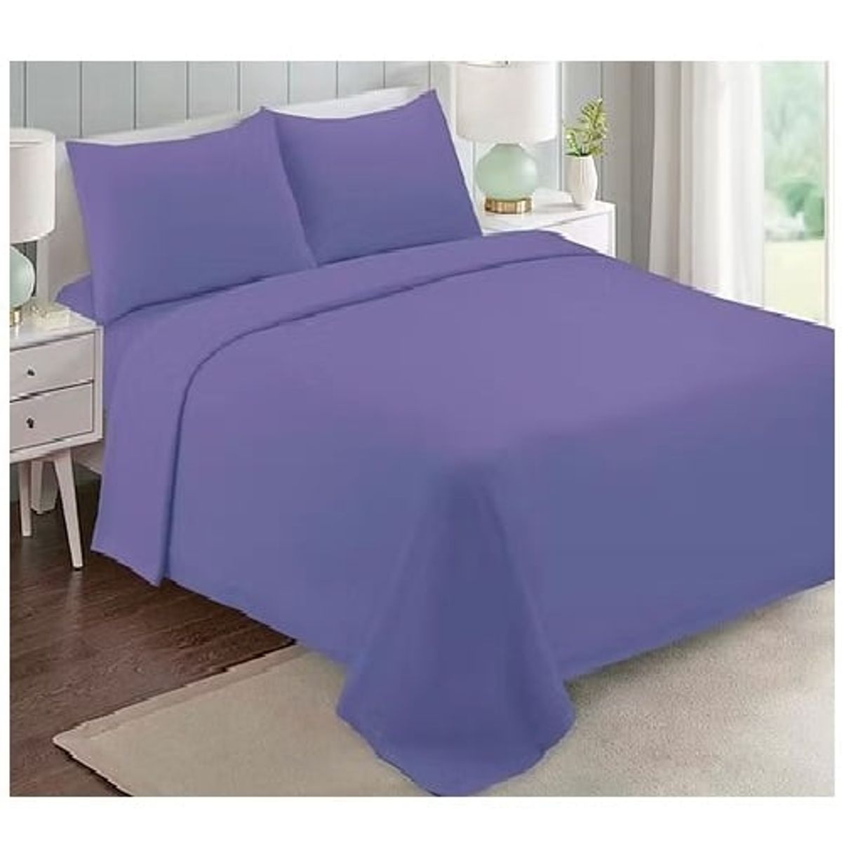 GENERICO - Juego de cama sabanas de polar - 2 Plazas - Color Violeta