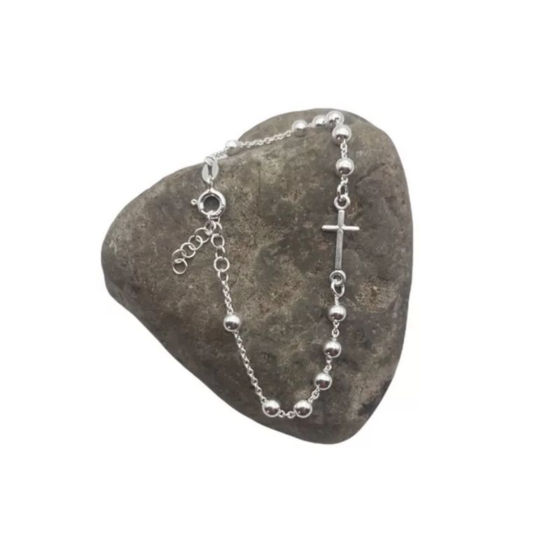 GENERICO - Pulsera Mujer Plata Italiana 925 - Modelo Cruz Con Regulador