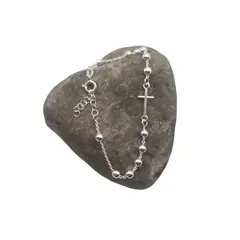 GENERICO - Pulsera Mujer Plata Italiana 925 - Modelo Cruz Con Regulador