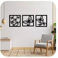 Cuadro decorativo mariposas pack 3 madera MDF