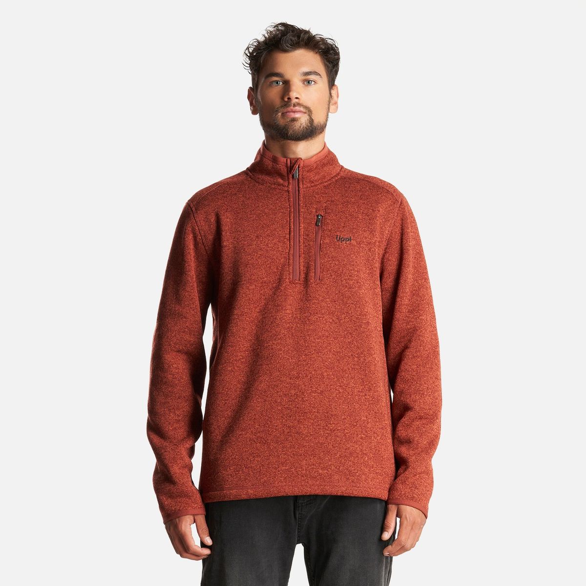 LIPPI - Poleron Hombre Coronado Therm-Pro Pullover Melange Vino Lippi