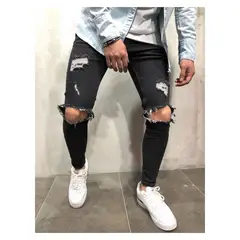 BLWOENS - Jeans casuales de moda para hombres - Negro