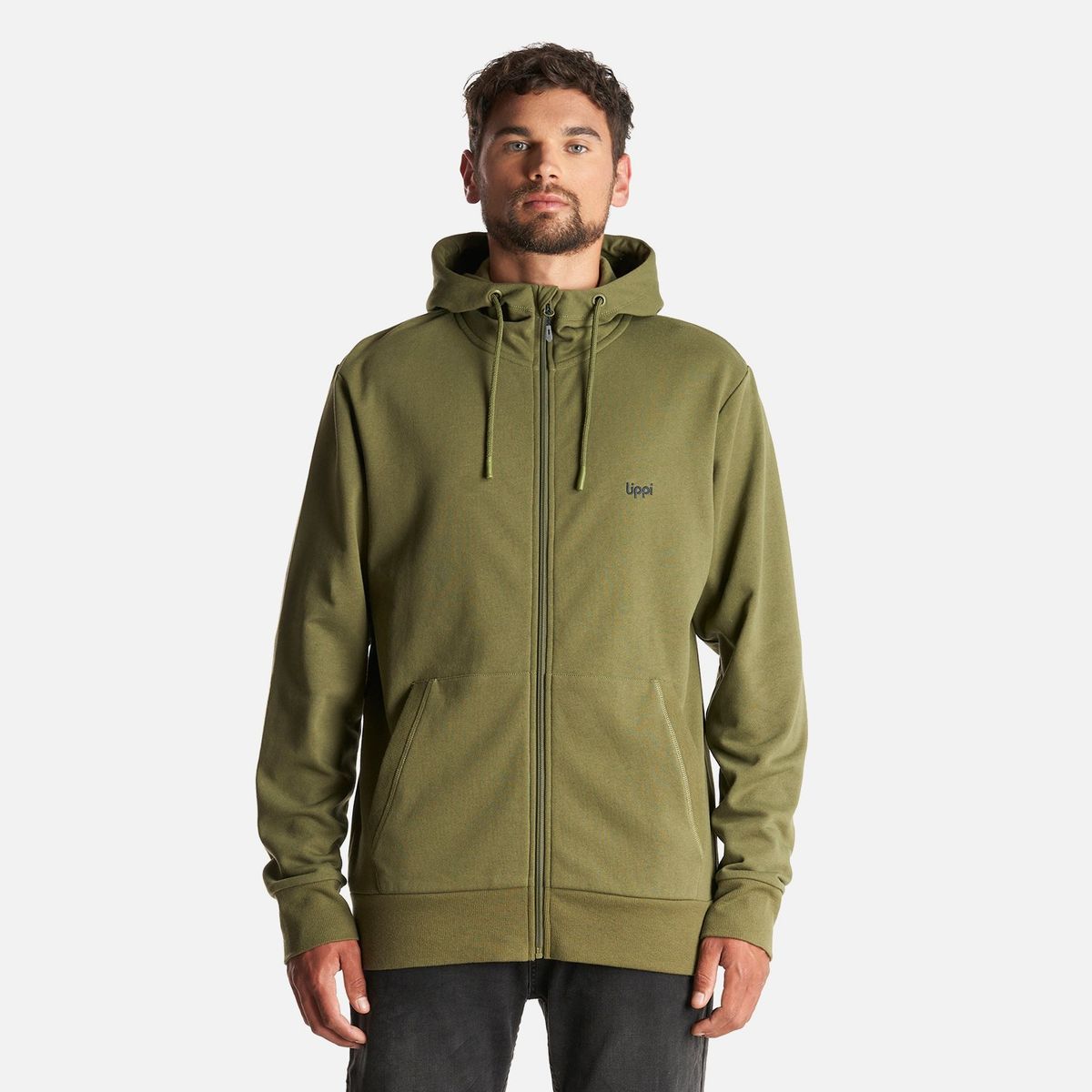 LIPPI - Poleron Hombre Ulmo Full Zip Hoody Sweatshirt Verde Lippi