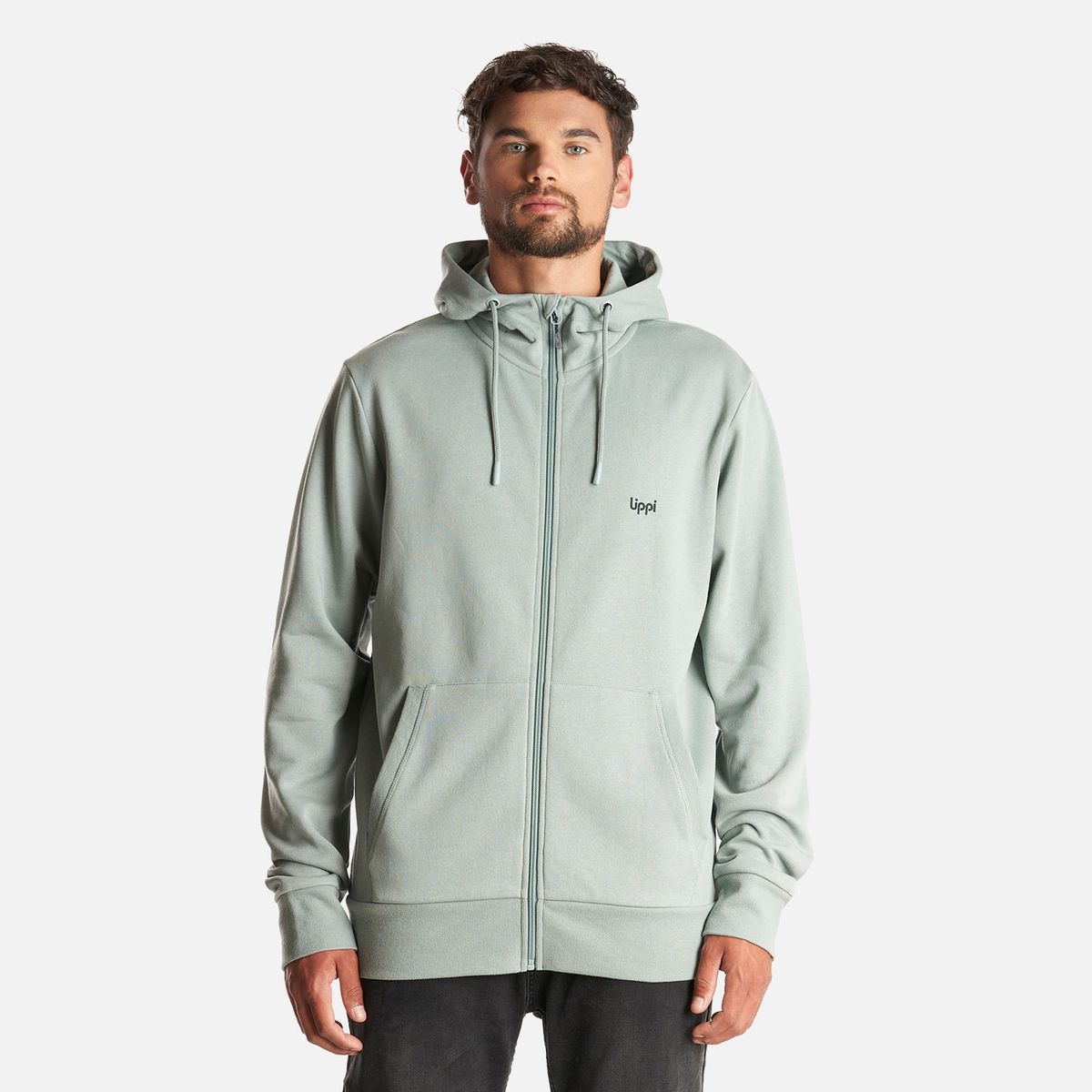 LIPPI - Poleron Hombre Ulmo Full Zip Hoody Sweatshirt Jade    Lippi